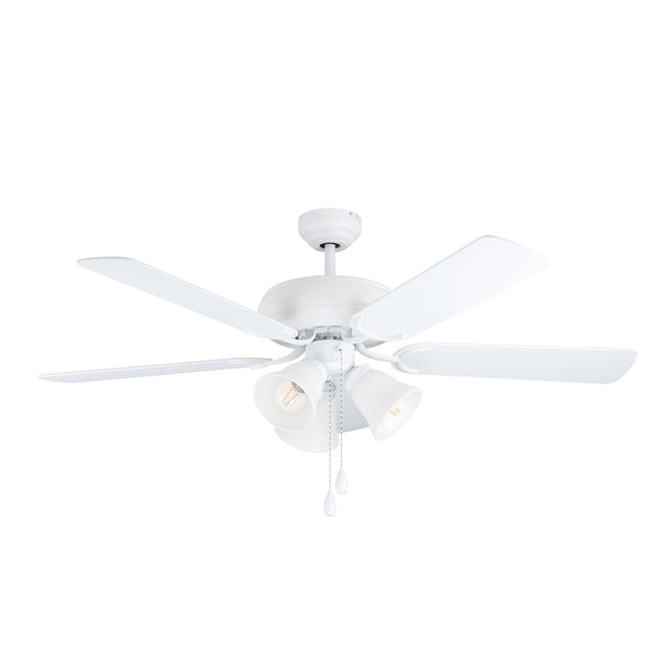 Las Palmas Ceiling Fan & Light in White with Reversible Laminate Wood White or Oak-Coloured Blades