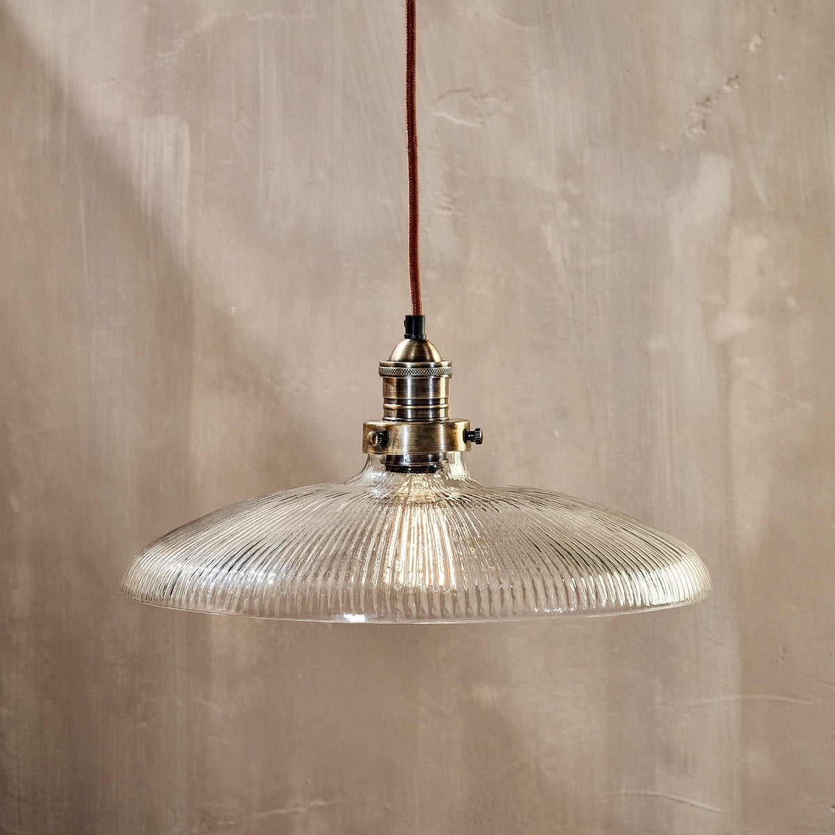 Zowie Large Recycled Glass Pendant in Antique Brass