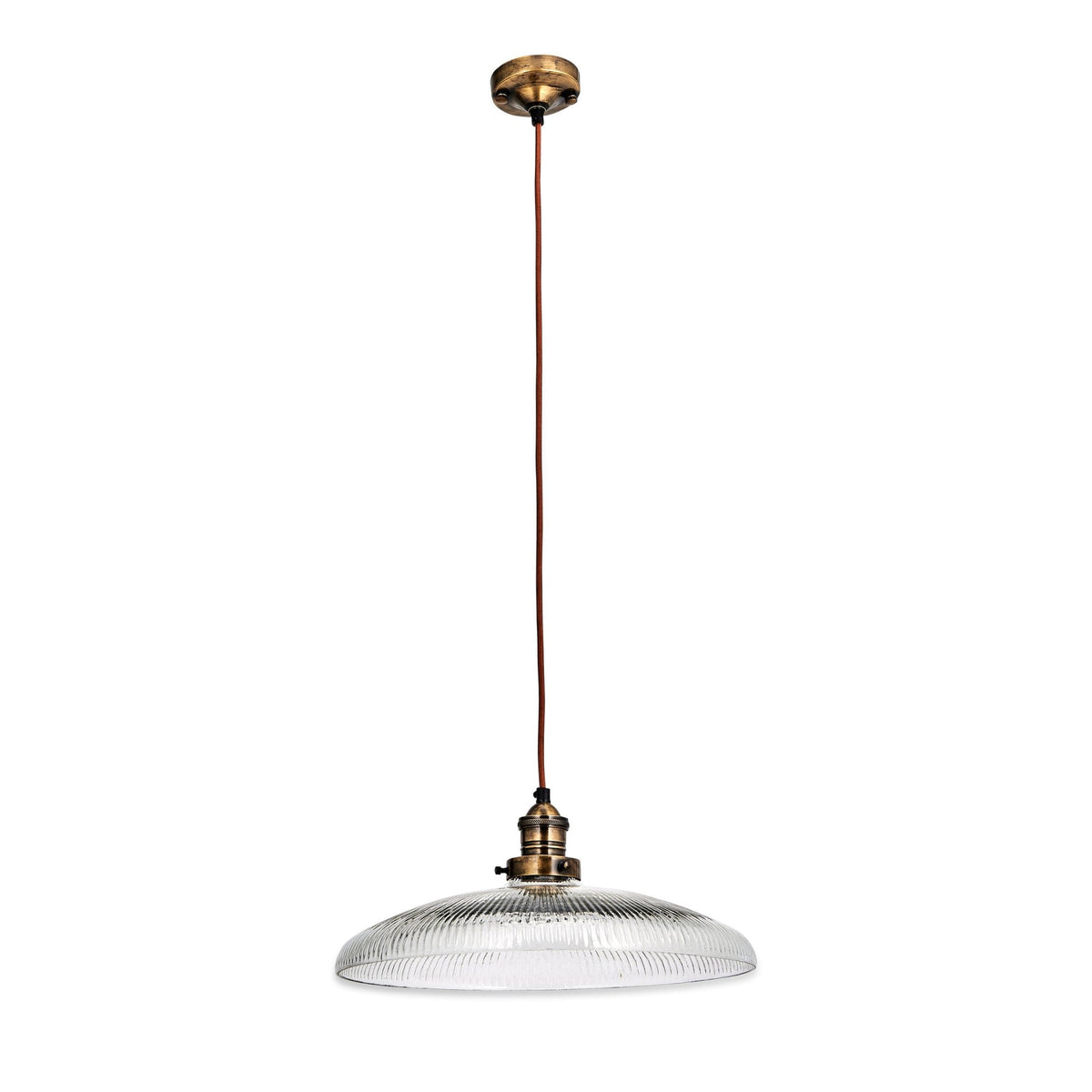 Zowie Large Recycled Glass Pendant in Antique Brass