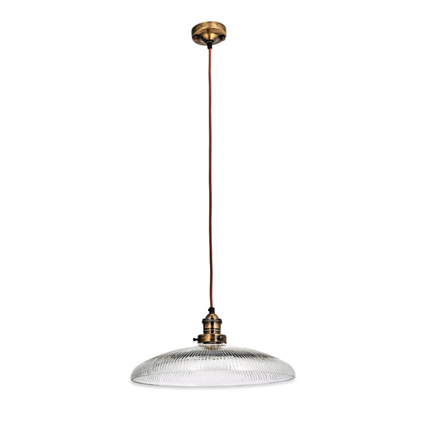 Zowie Large Recycled Glass Pendant in Antique Brass