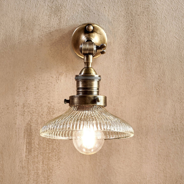 Zowie Small Recycled Glass Wall Light in Antique Brass