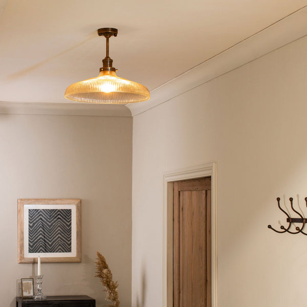 Zowie Large Recycled Glass Ceiling Light in Antique Brass