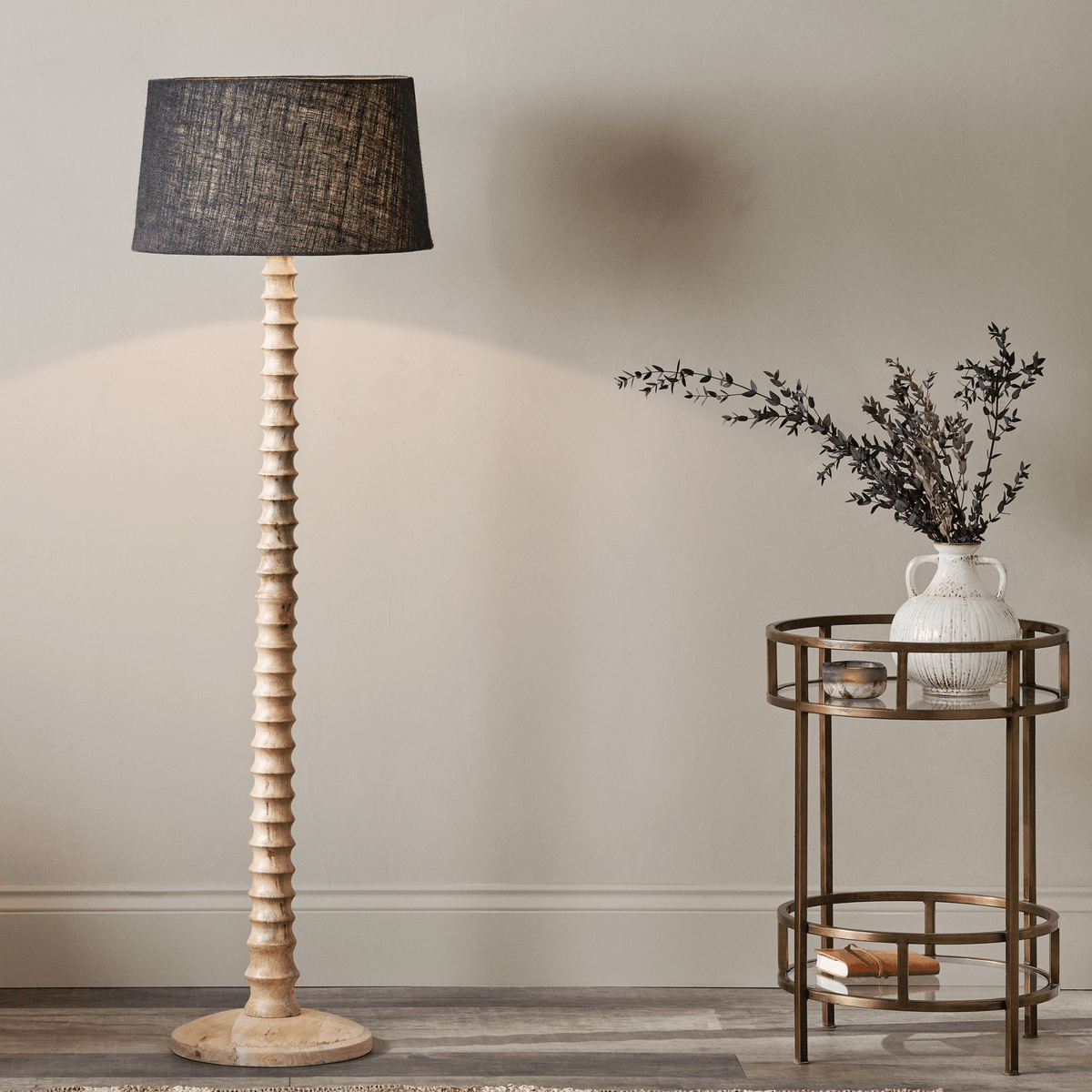 Avisa Floor Lamp Base In Natural Mango Wood