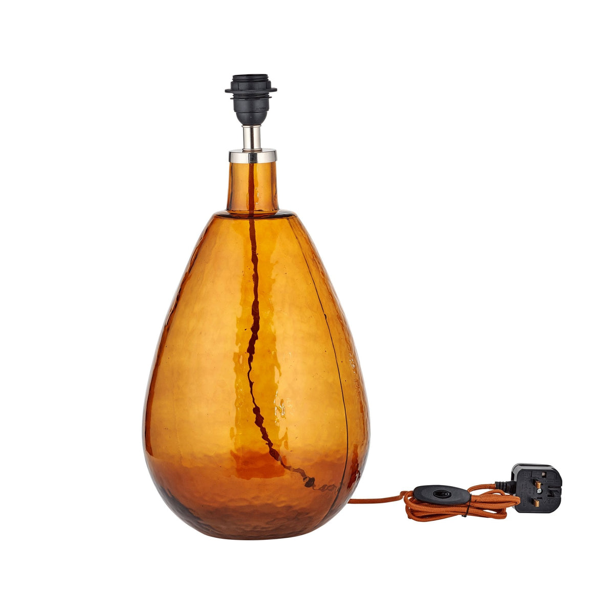 Baba Large Tall Hammered Glass Table Lamp Base In Burnt Amber