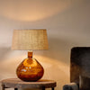 Baba Large Wide Hammered Glass Table Lamp Base In Burnt Amber