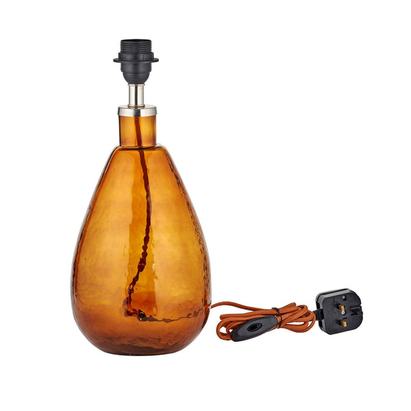 Baba Small Tall Hammered Glass Table Lamp Base In Burnt Amber