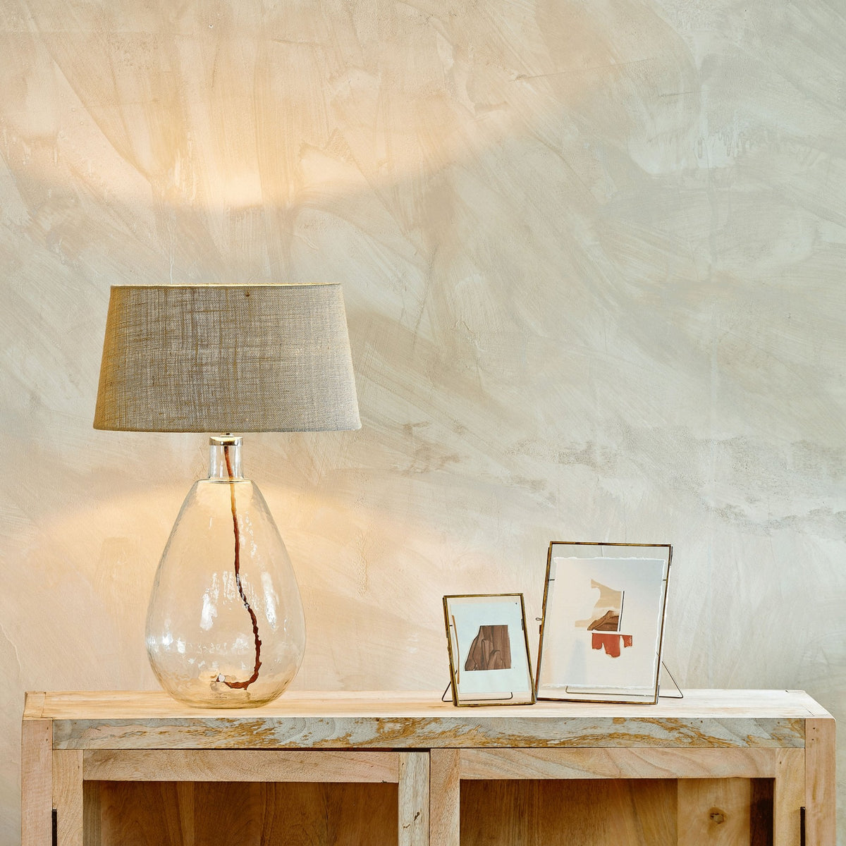 Baba Large Tall Hammered Clear Glass Table Lamp Base
