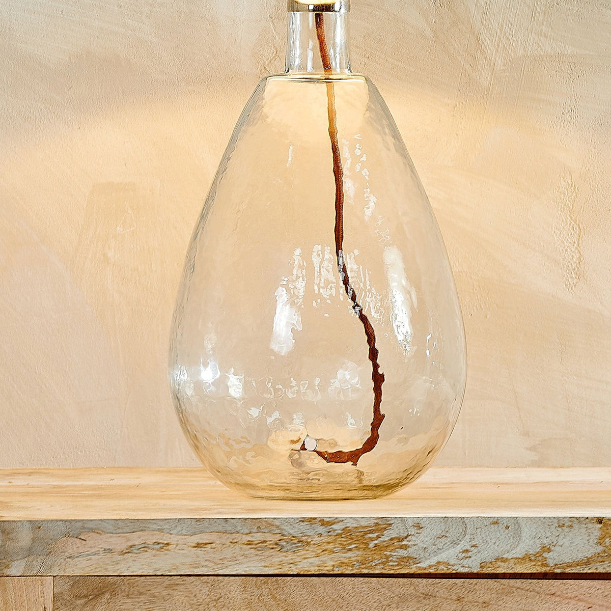 Baba Large Tall Hammered Clear Glass Table Lamp Base