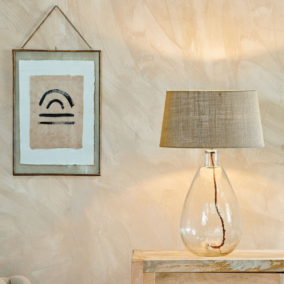 Baba Large Tall Hammered Clear Glass Table Lamp Base