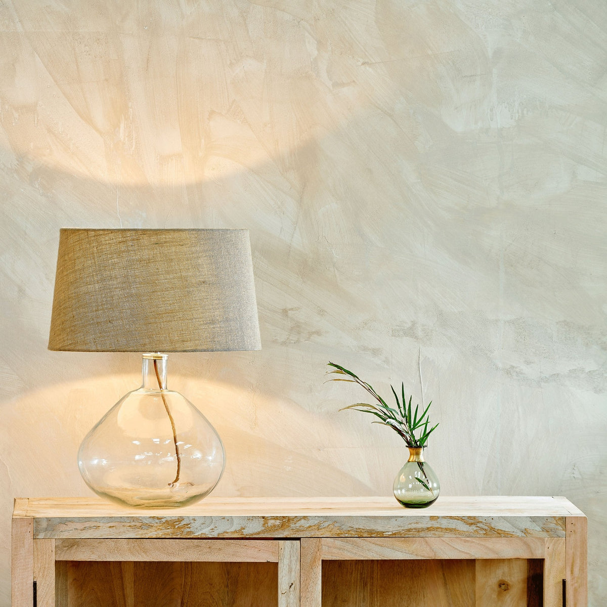 Baba Large Wide Hammered Clear Glass Table Lamp Base