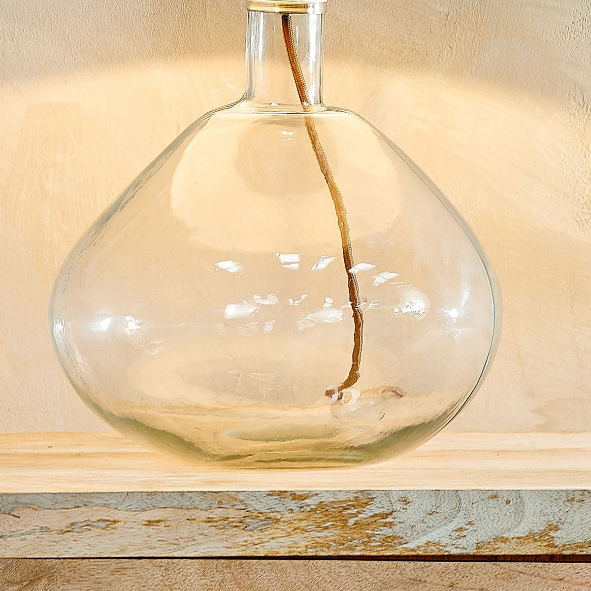 Baba Large Wide Hammered Clear Glass Table Lamp Base