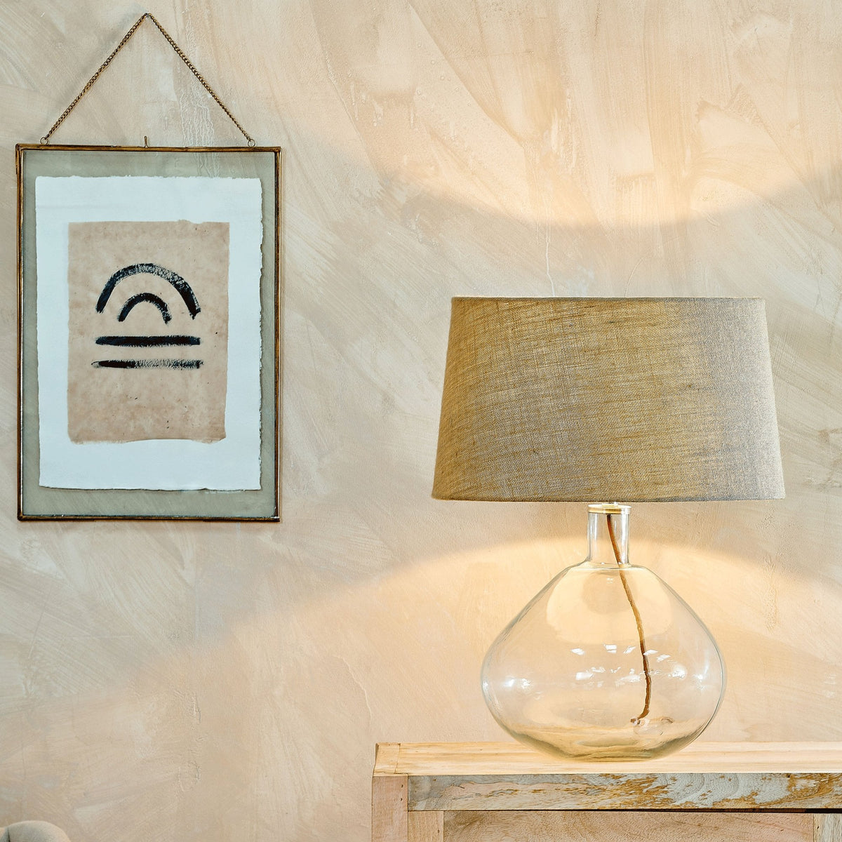 Baba Large Wide Hammered Clear Glass Table Lamp Base