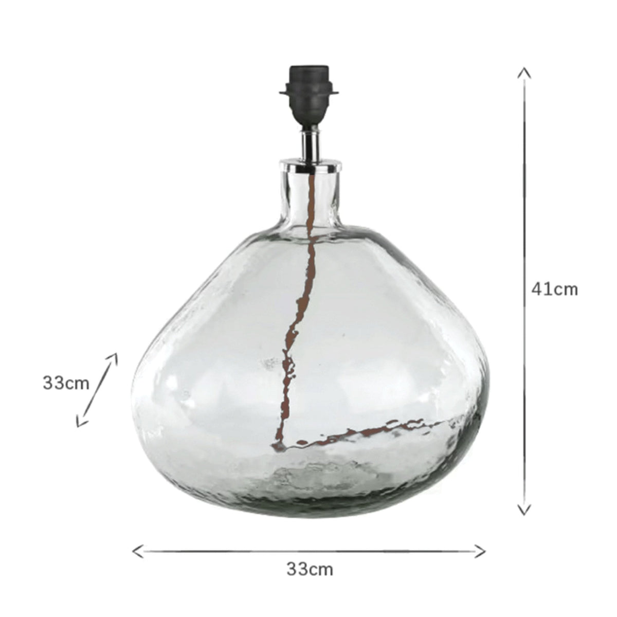 Baba Large Wide Hammered Clear Glass Table Lamp Base