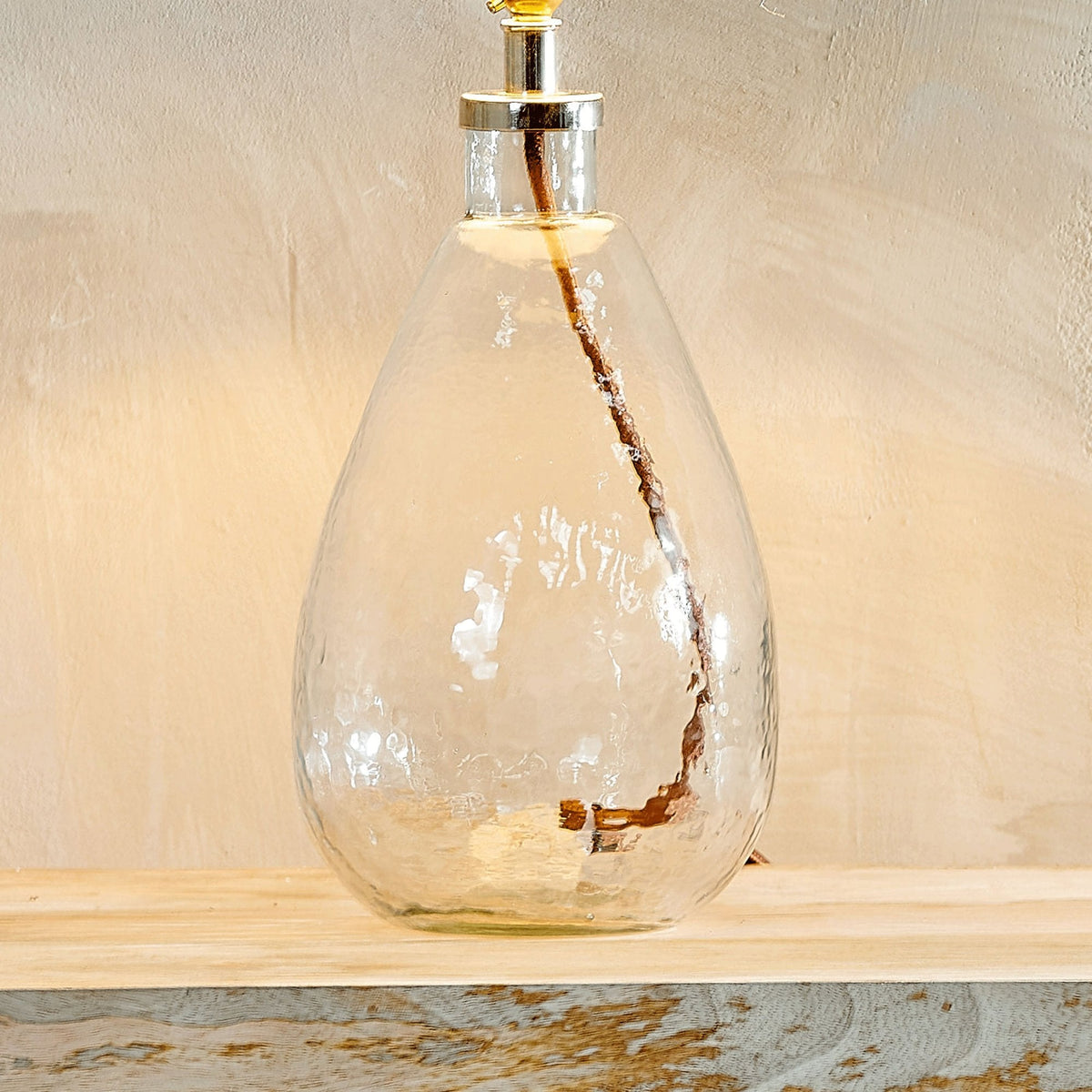 Baba Small Tall Hammered Clear Glass Table Lamp Base