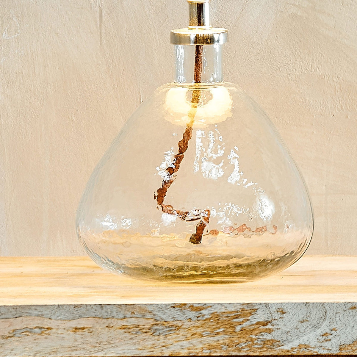 Baba Small Wide Hammered Clear Glass Table Lamp Base