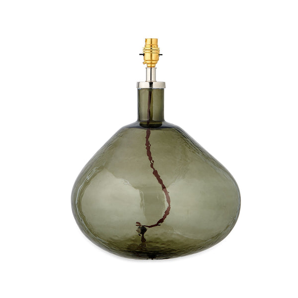 Baba Large Wide Hammered Glass Table Lamp Base In Green