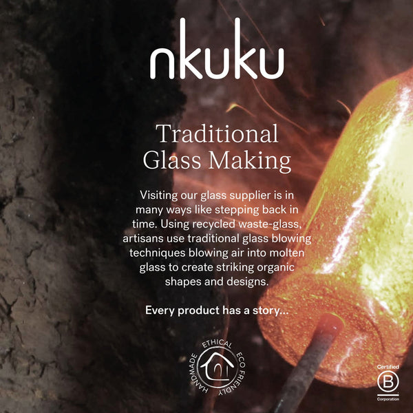 Baba Large Wide Hammered Glass Table Lamp Base In Green