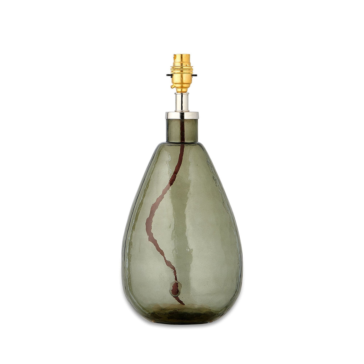 Baba Small Tall Hammered Glass Table Lamp Base In Green