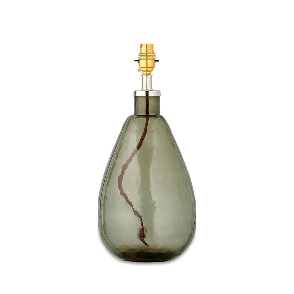 Baba Small Tall Hammered Glass Table Lamp Base In Green