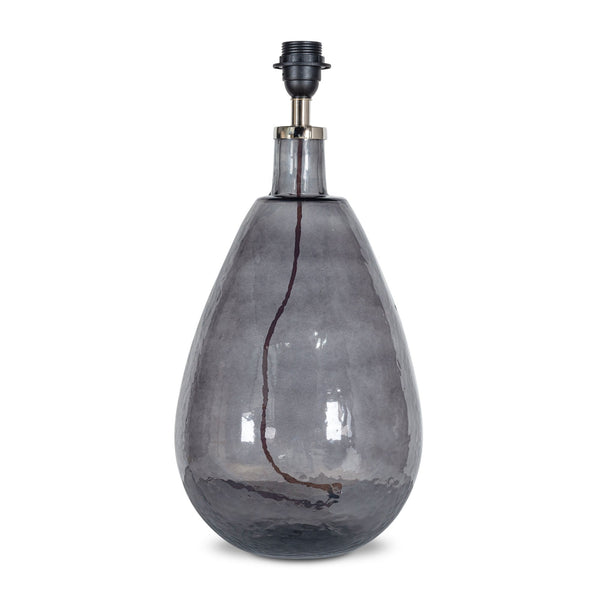 Baba Large Tall Hammered Glass Table Lamp Base In Smoked Finish