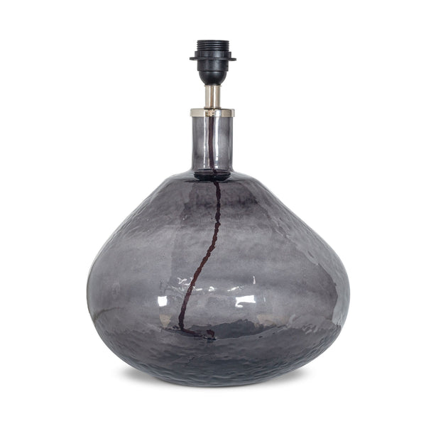 Baba Large Wide Hammered Glass Table Lamp Base In Smoked Finish