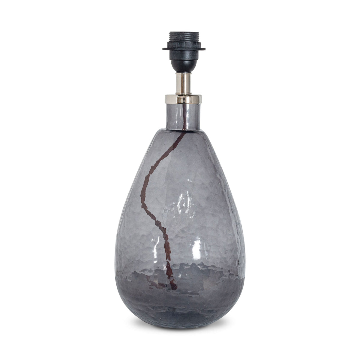 Baba Small Tall Hammered Glass Table Lamp Base In Smoked Finish