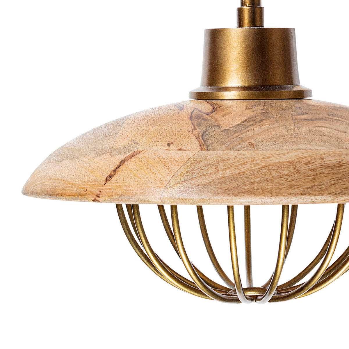 Chakai Wall Light in Antique Brass with Mango Wood Shades