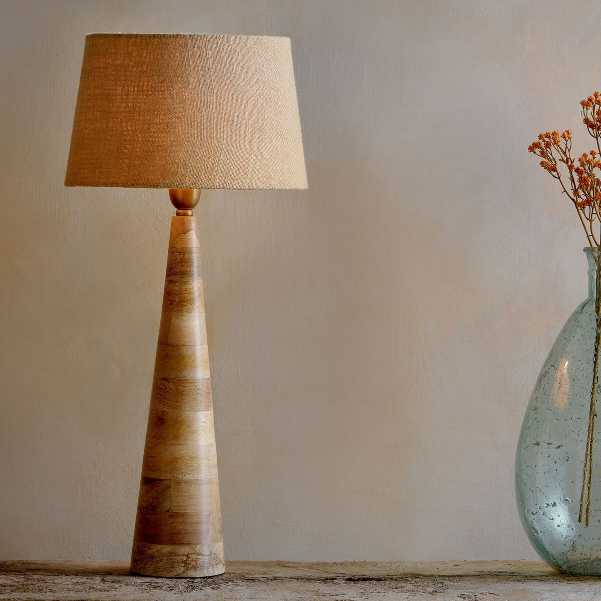 Chameli Tapered Mango Wood Table Lamp Base