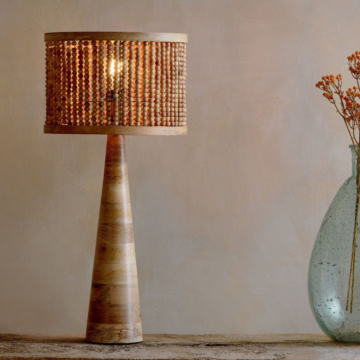 Chameli Tapered Mango Wood Table Lamp Base