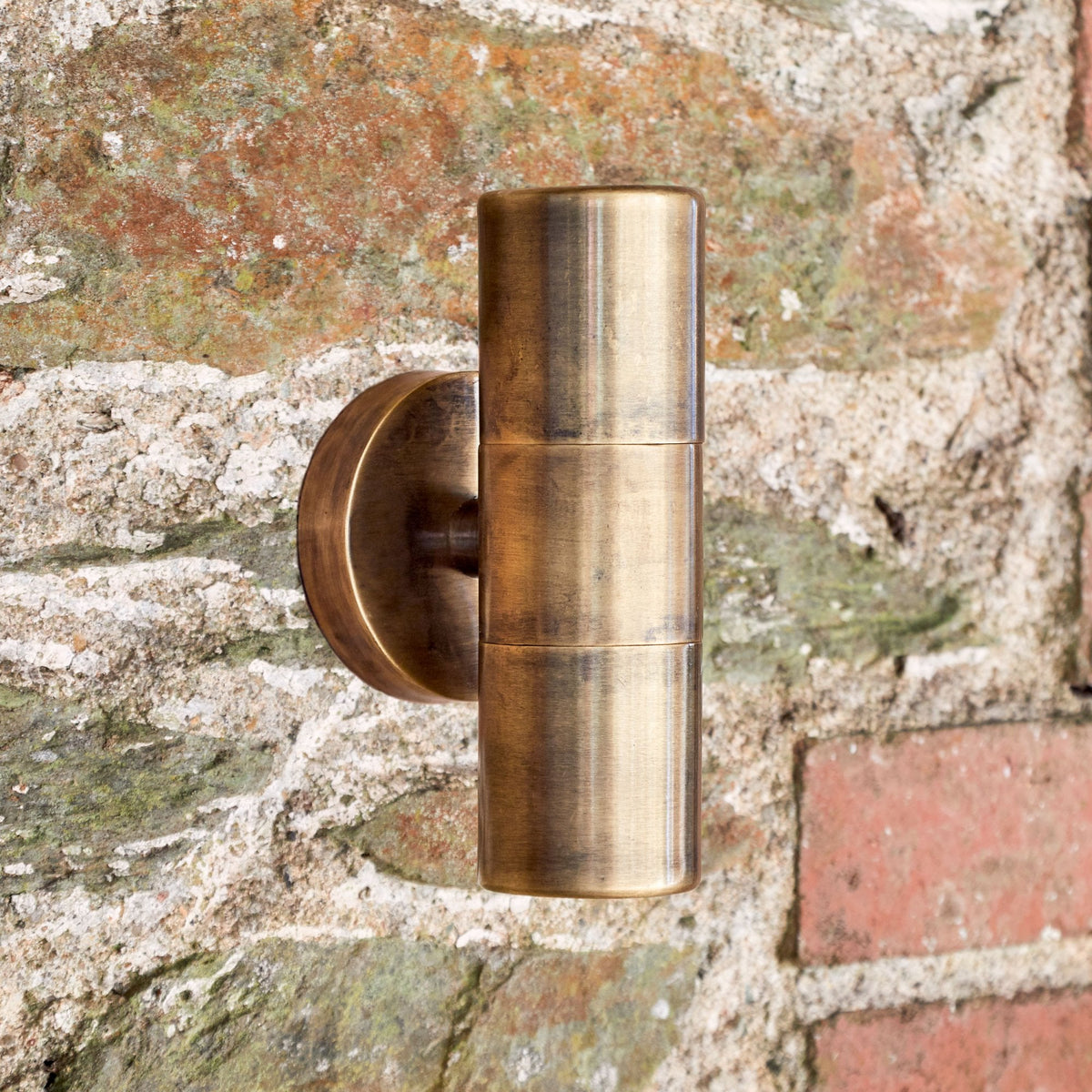 Vitla IP44 Outdoor Up and Down Wall Lamp in Antique Brass