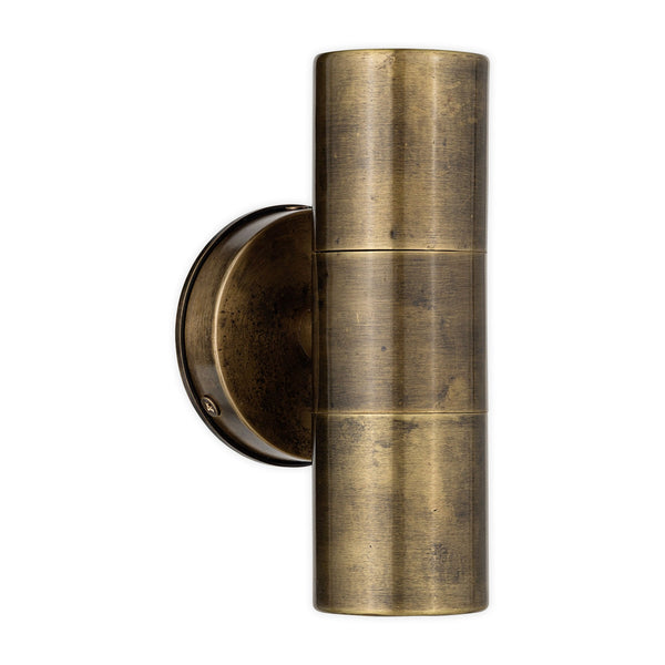 Vitla IP44 Outdoor Up and Down Wall Lamp in Antique Brass