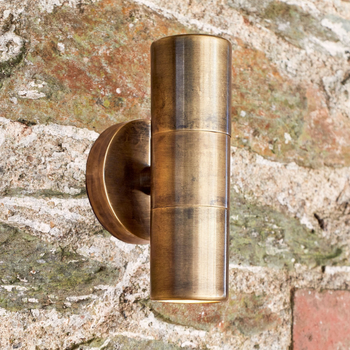 Vitla IP44 Outdoor Up and Down Wall Lamp in Antique Brass