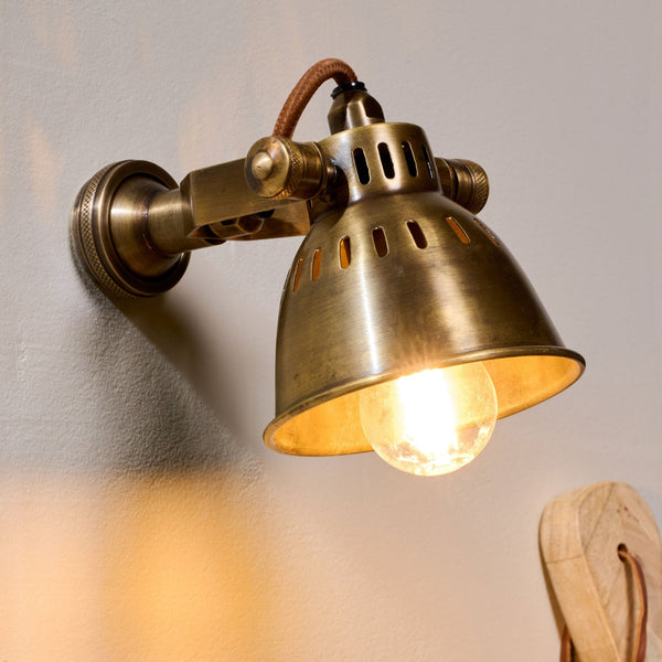 Tubu Single Brass Spot Light for Wall or Ceiling Mounting in Antique Brass