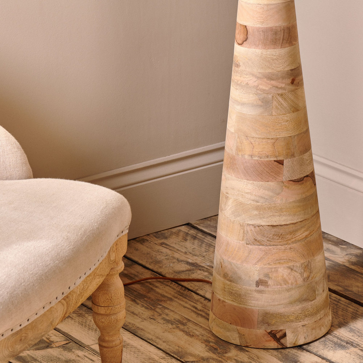 Chameli Tapered Mango Wood Floor Lamp Base