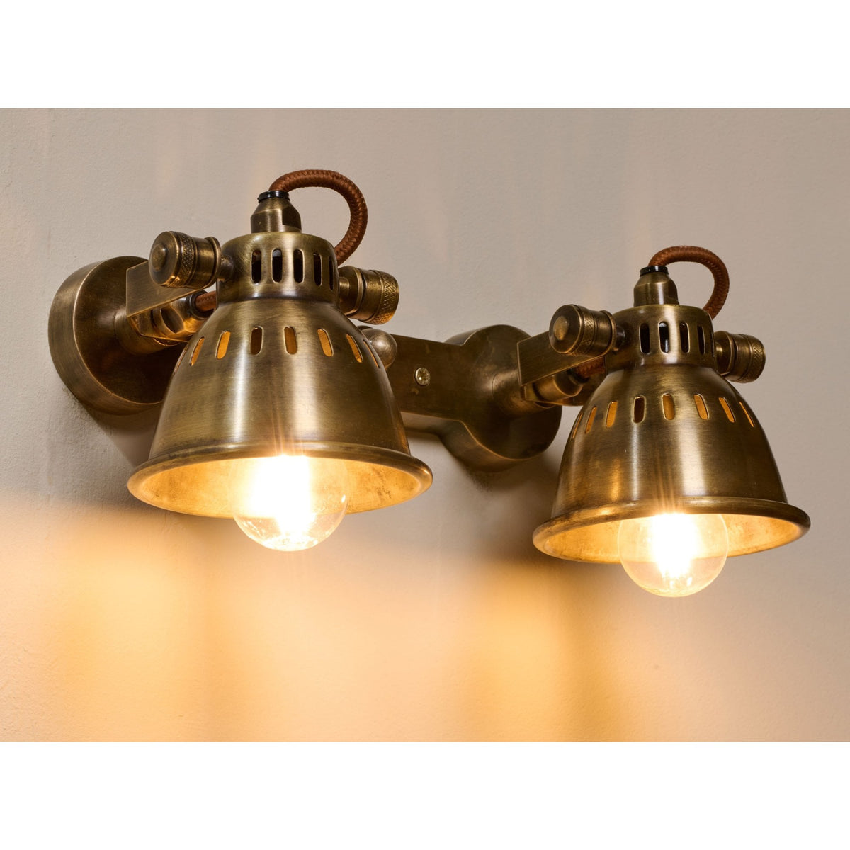 Tubu Double Brass Spot Light for Wall or Ceiling Mounting in Antique Brass