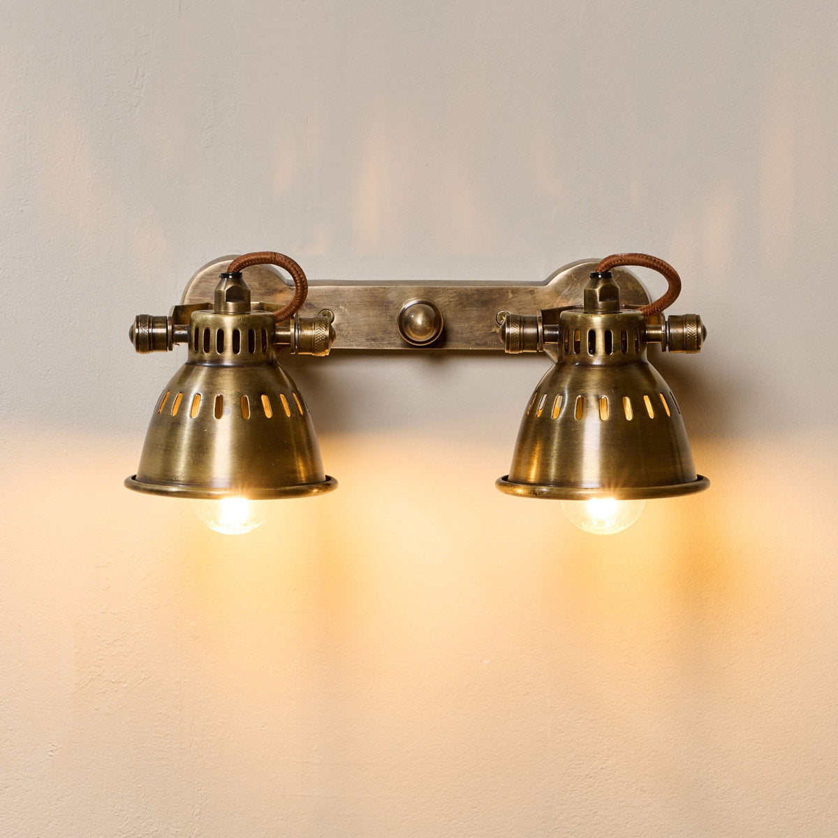 Tubu Double Brass Spot Light for Wall or Ceiling Mounting in Antique Brass