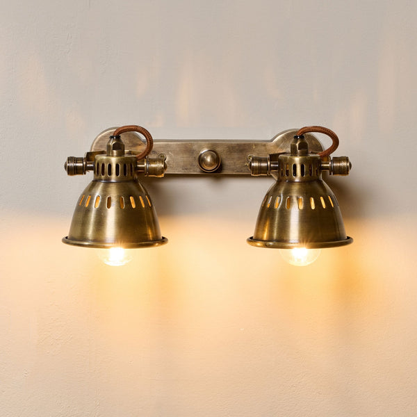 Tubu Double Brass Spot Light for Wall or Ceiling Mounting in Antique Brass