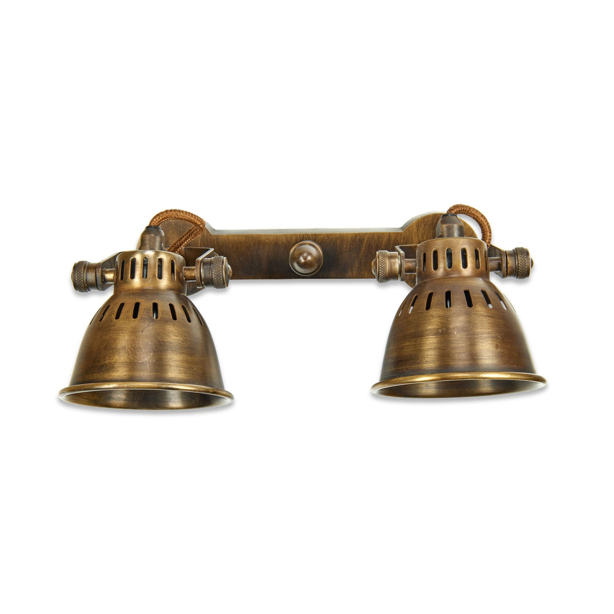 Tubu Double Brass Spot Light for Wall or Ceiling Mounting in Antique Brass