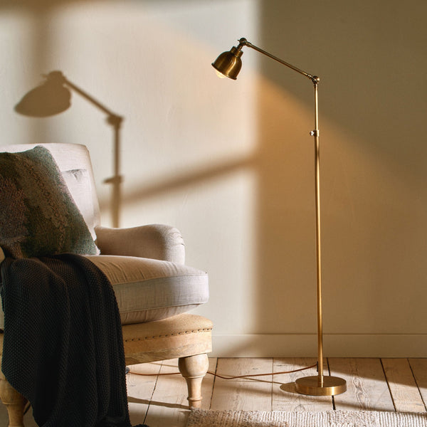 Chapda Adjustable Floor Lamp in Antiqued Brass