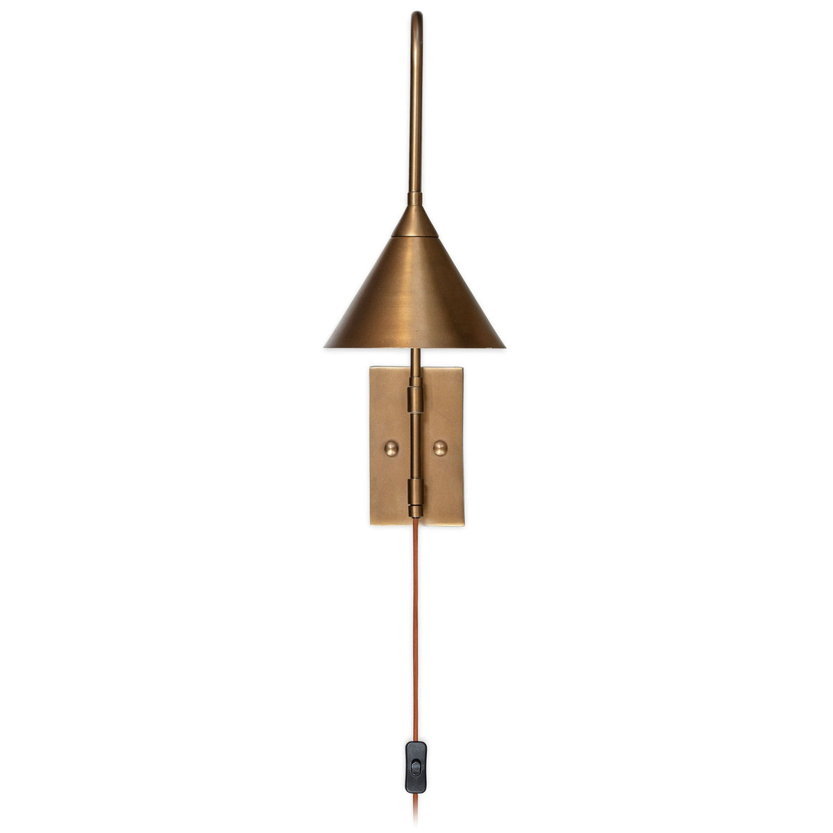 Thottam Plug In Swing Arm Wall Light in Antique Brass
