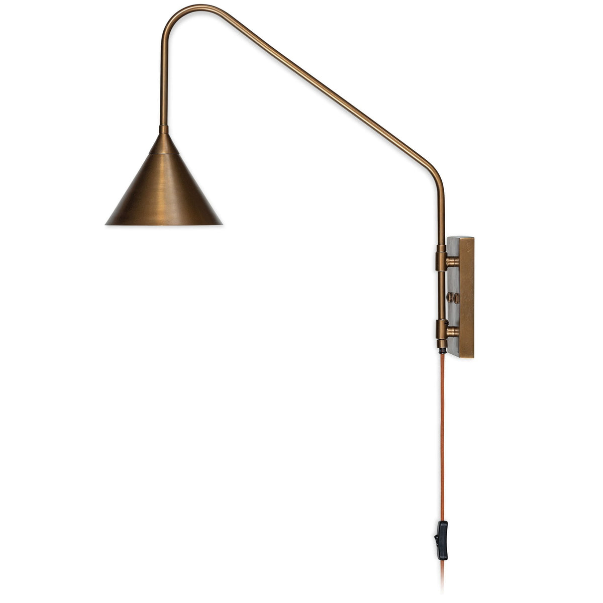 Thottam Plug In Swing Arm Wall Light in Antique Brass