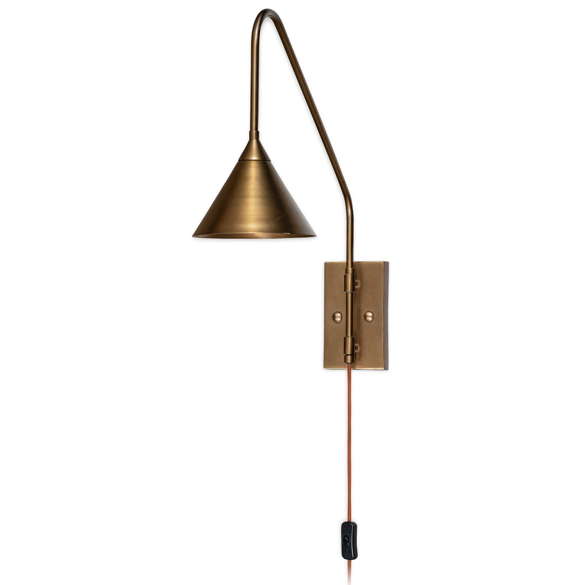 Thottam Plug In Swing Arm Wall Light in Antique Brass