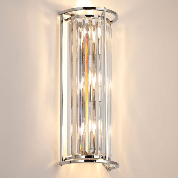 Torrington Tall Wall Light in Polished Nickel & Clear Crystal Glass