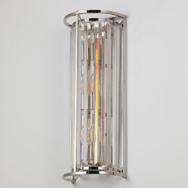 Torrington Tall Wall Light in Polished Nickel & Clear Crystal Glass