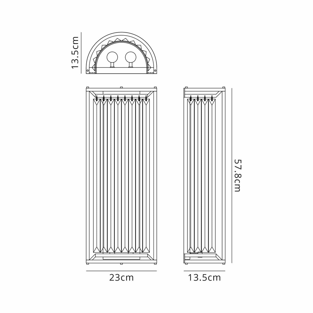 Torrington Tall Wall Light in Satin Black & Clear Crystal Glass