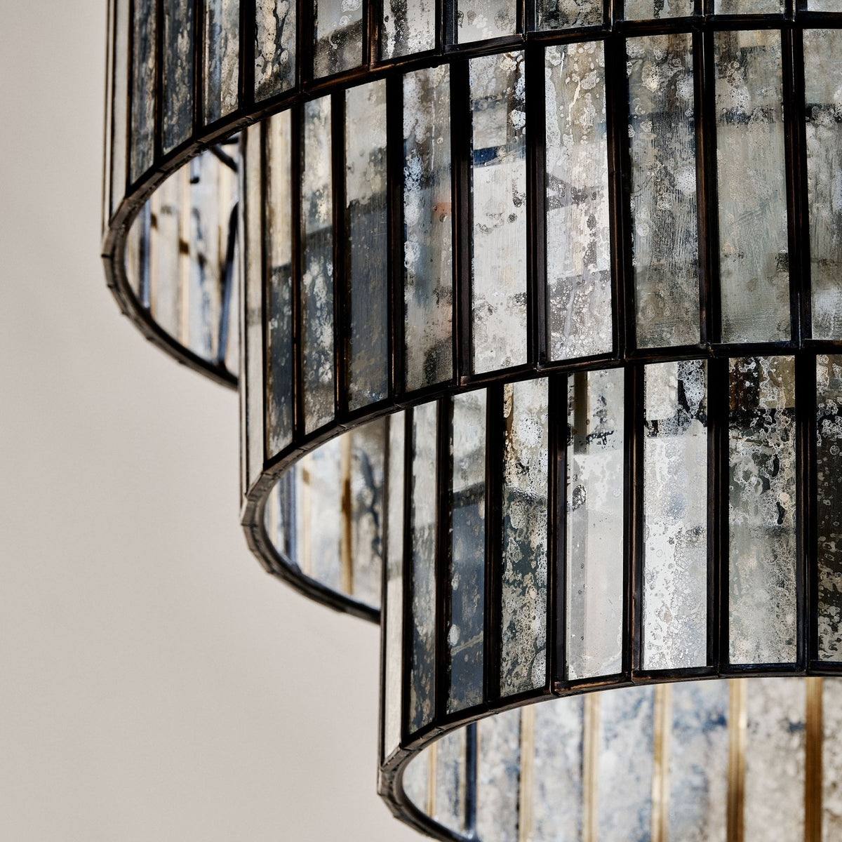 Shanaya Antique Bronze Mercury Mottled Glass Chandelier