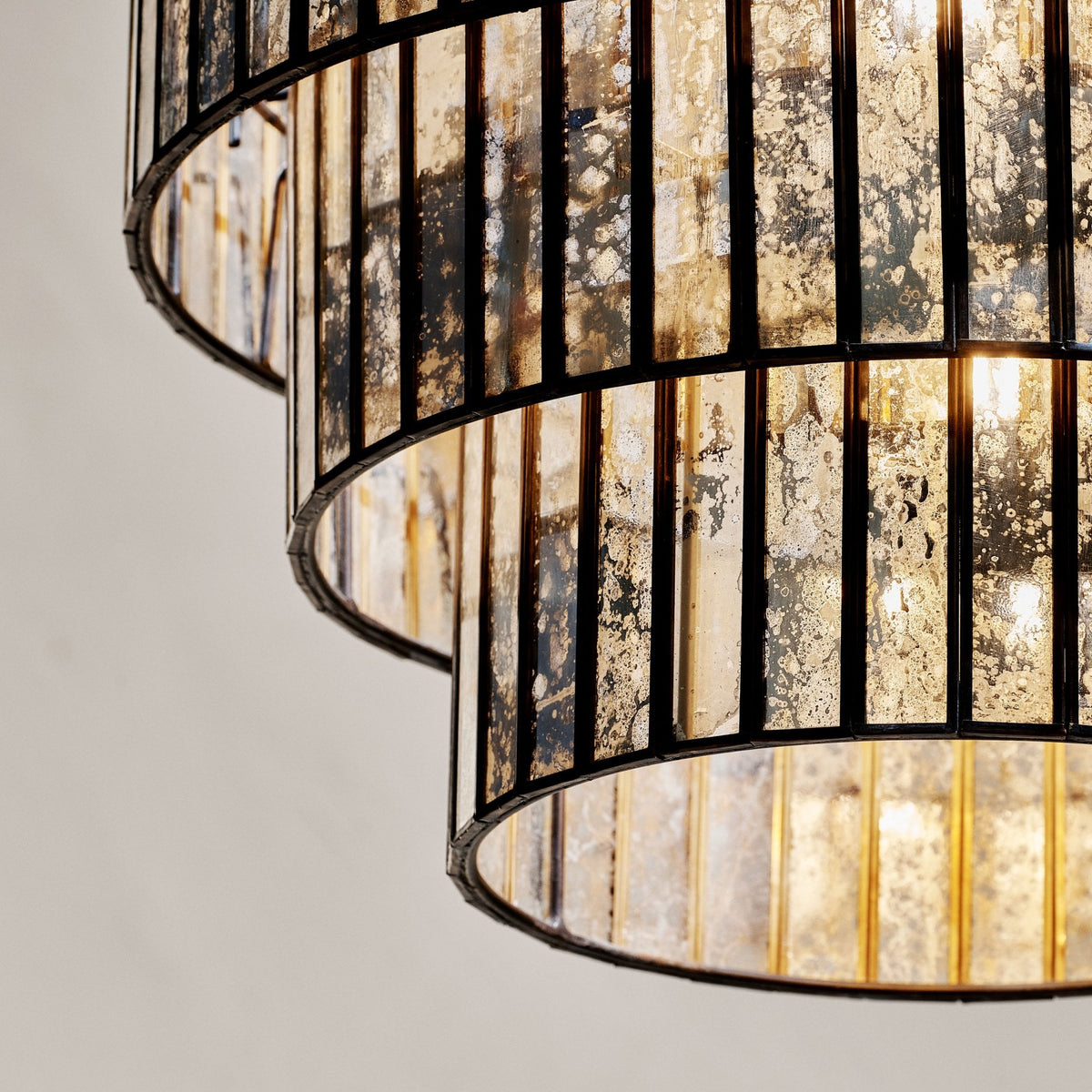 Shanaya Antique Bronze Mercury Mottled Glass Chandelier