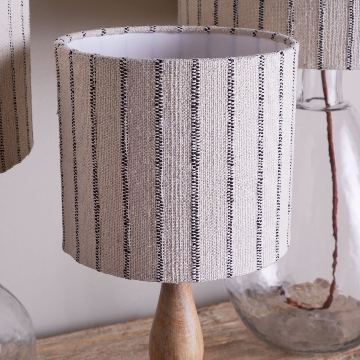 Sanja Small Cotton Stripe Lampshade in Off White & Grey