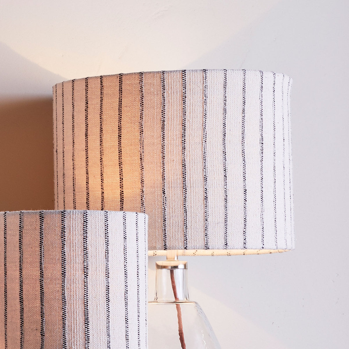 Sanja Extra Large Cotton Stripe Lampshade in Off White & Grey