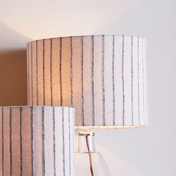 Sanja Extra Large Cotton Stripe Lampshade in Off White & Grey
